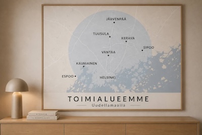 Jelpperin toimialue Helsinki Espoo Vantaa ja lähialueet
