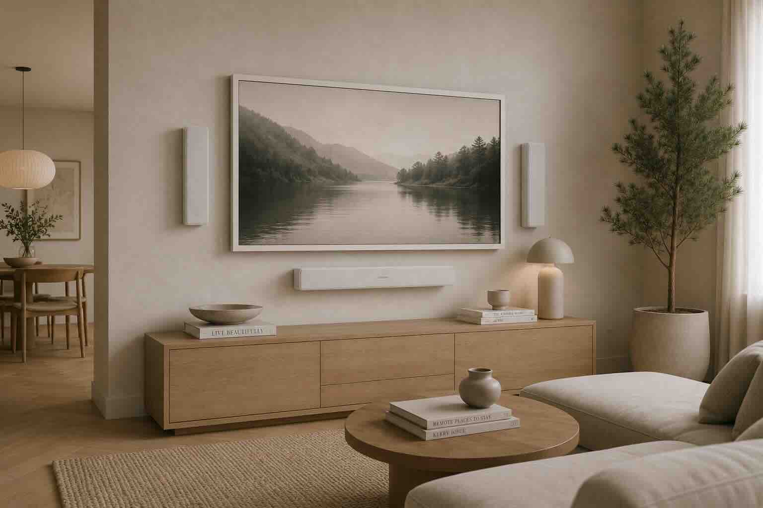 Valmis TV ja soundbar asennus seinällä