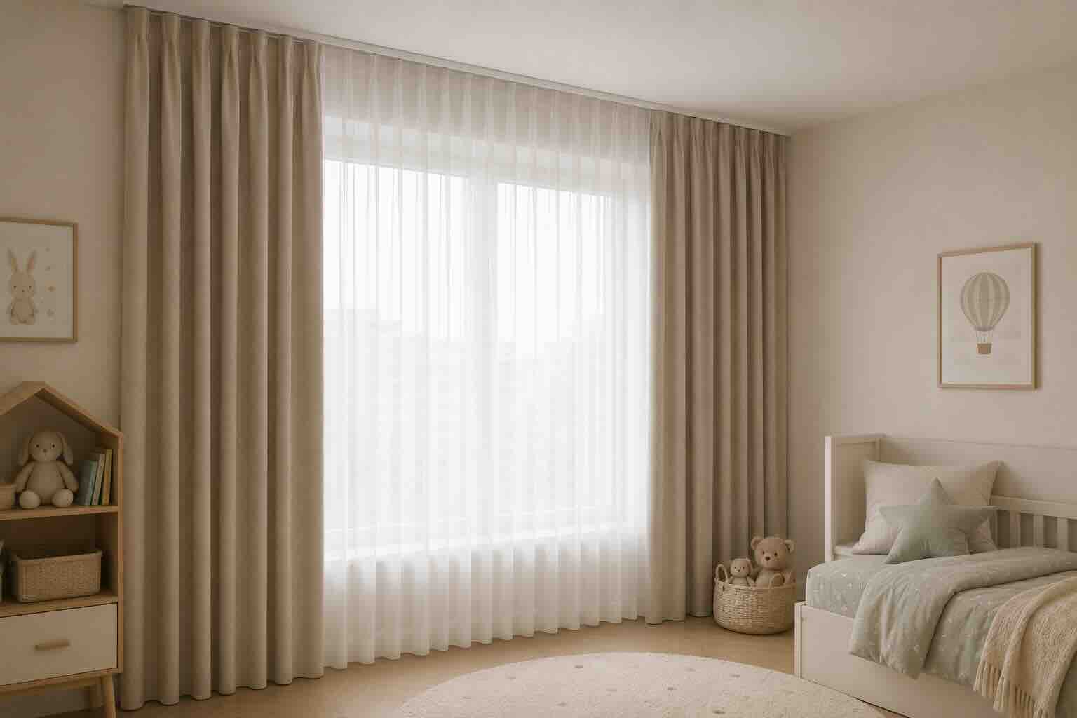 Completed curtain rail installation on the ceiling
